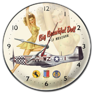 P-51 Mustang Big Beautiful Doll Pinup Collectible Wall Clock